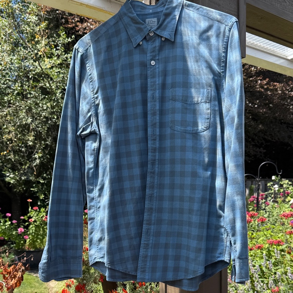 J. Crew Men's Blue Plaid Casual Shirt